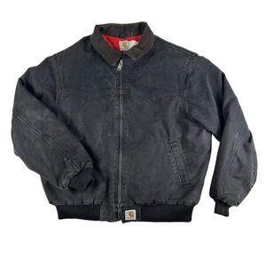 Vintage Carhartt Jacket Mens 2XL Black Santa Fe Red Quilted Liner USA 90s JQ2105